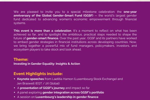 GGSF Global Gender Smart Fund's one year anniversary event on tuesday,17 june at Hotel Royal, Luxembourg